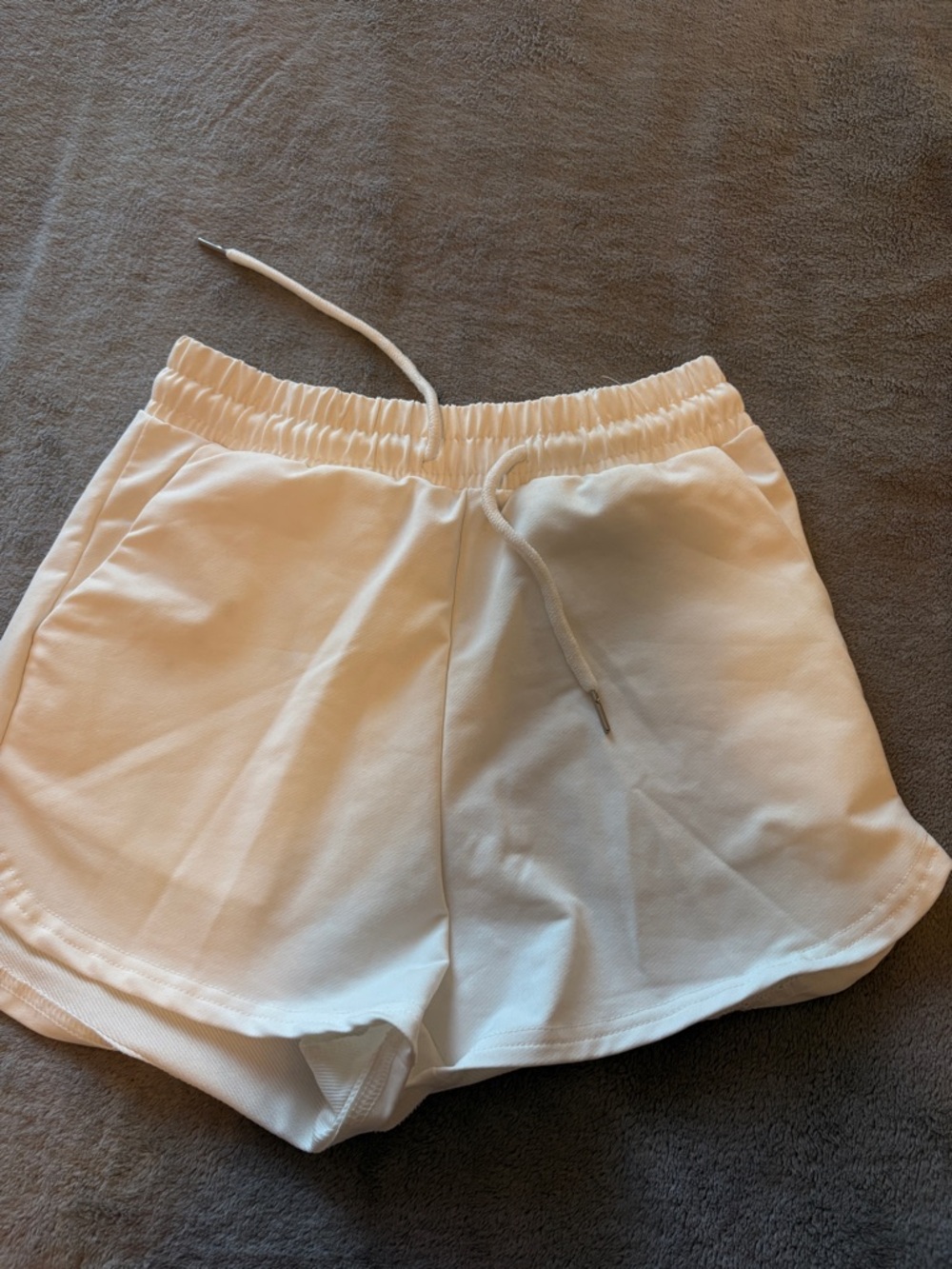 SHEIN White Elastic Waist Drawstring Athletic Shorts